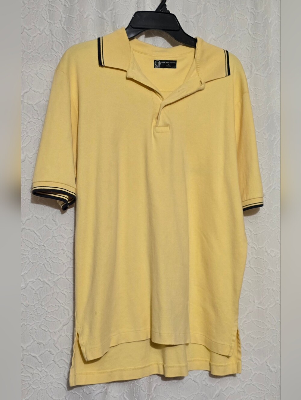 MG Golf Mens Yellow Polo Shirt Short Sleeve Collared Pima Cotton Size Large